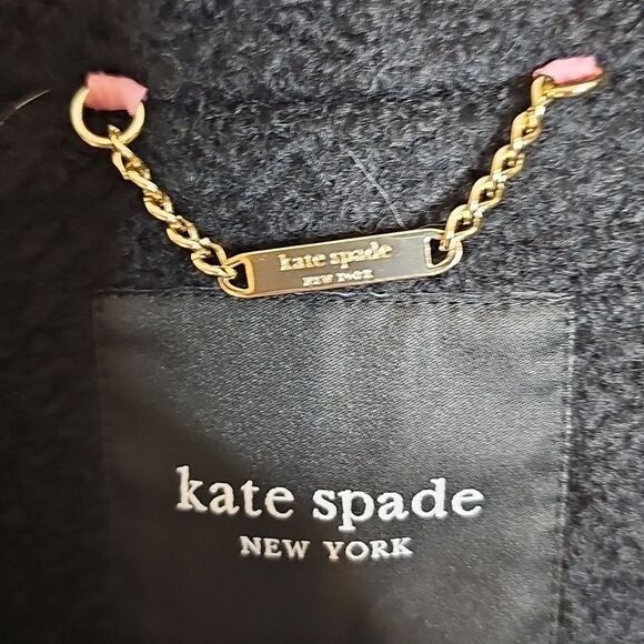 Kate Spade XXL Black Wool Blend Double Breasted Pea Coat With Bow Welt Pockets - Picture 5 of 11